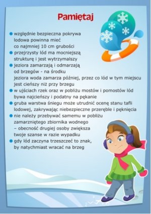 plakat na którym są zapisane zasady bezpieczeństwa na lodzie
