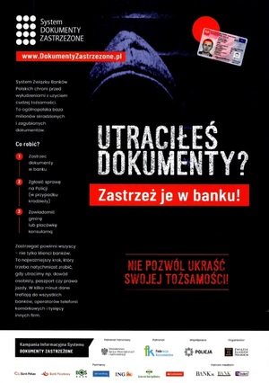 plakat kampanii utraciłeś dokumenty zastrzeż je w banku